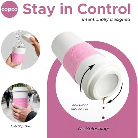 Copco Acadia 16 oz Travel Mug - Insulated Reusable Coffee Tumbler with Double-Walled Plastic, Leak-Proof Lid, BPA-Free - Portable Mug for Hot & Cold Drinks, Cup Holder Friendly (Bubble Gum) - Image 6