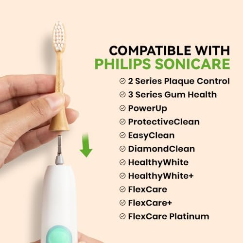 Bamboo Toothbrush Heads Compatible with Philips Sonicare, Soft Castor-Oil Bristles, Biodegradable Toothbrush Replacement Heads, Eco-Friendly & Daily Cleaning - Image 2