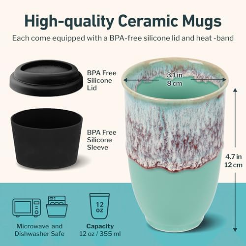 NOVA CERAMICS Travel Mug - Travel Coffee Mug – Reusable Coffee Cup Unique To Go Mug – Microwave & Dishwasher Safe Coffee Tumbler - Gifts For Women Men Him Her – 12oz - Nebula - Image 3