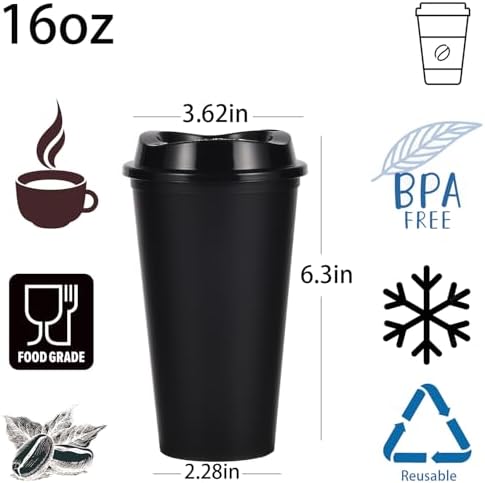 16oz Reusable Plastic Coffee Cups with Lids, 13 Pack,Vibrant - Image 2