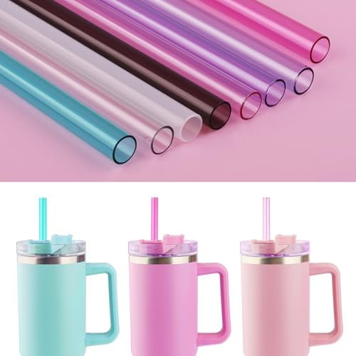 Replacement Straw Compatible with 40 oz Stanley Quencher Tumbler, 12 Inch Extra Long Reusable Plastic Straws for 40 Oz Cup, Pink-6 Pack - Image 5