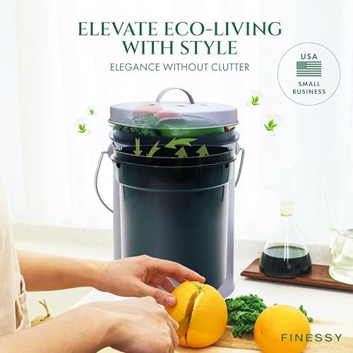 FINESSY Countertop Compost Bin with Lid Small, Indoor Kitchen Composter - Image 3