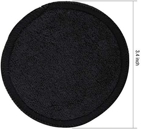 SIQUK 24 Pieces Reusable Cotton Rounds Black Makeup Remover Pads Layers Washable Organic Bamboo Cleansing Cloth Pads with Laundry Bag for Eye Makeup Remove Face Wipe - Image 4