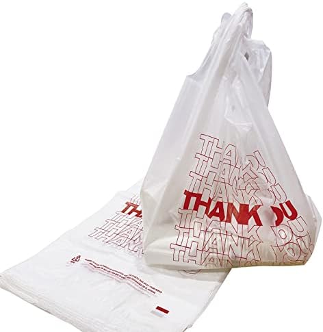 TashiBox Thank You plastic bags with handles(500 count),shopping,grocery T-shirt bags for small business,11.5" X 6.25" X 21", 15mic, 0.6 Mil - Image 2