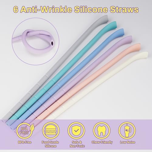 NiHome 6PCS Silicone Anti-Wrinkle Straws Fit for Stanley 40oz 30oz Tumblers - Image 3