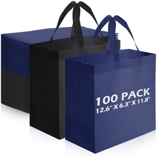 Reginary 100 PCS Non Woven Tote Bags Bulk,Black,Navy Blue by Reginary