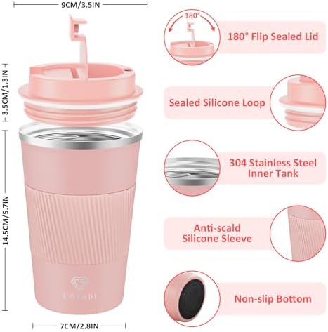 CS COSDDI 12 oz Coffee mug - Stainless Steel Coffee Cup with Leakproof Lid - Image 2