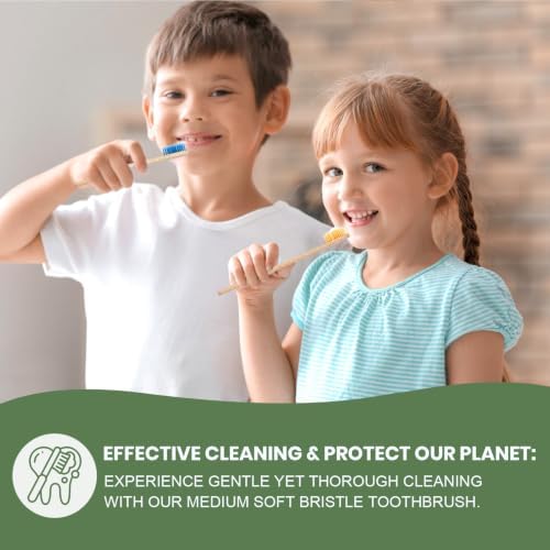 10 Kids Bamboo Toothbrushes Aged 5+, Individually Wrapped Bulk Toothbrush - Image 6