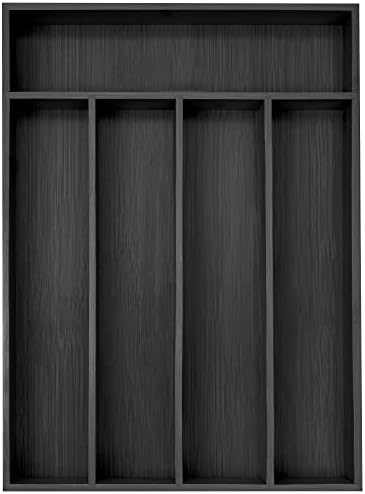 Besilord Bamboo Silverware Holder - Drawer Organizer with 5 Slots (Black) by Besilord