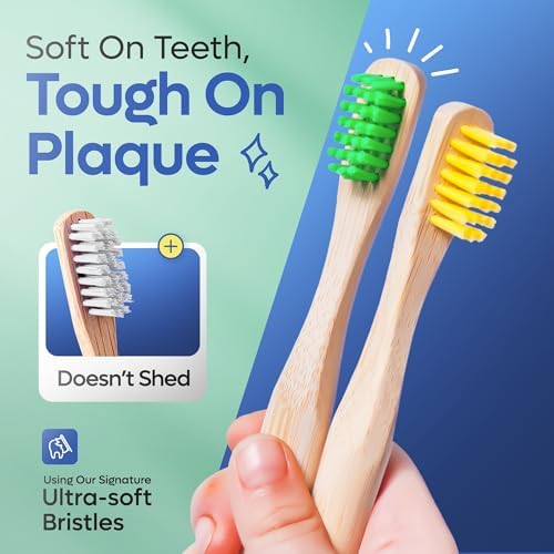 SmartLifeco Kids Bamboo Toothbrushes (6 Pack) - Extra Soft Bristles for Toddlers Teeth | Zero Waste Tooth Brushes for Children | Natural Wooden Child Size Handle | BPA Free, Eco-Friendly - Image 4
