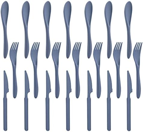 Zoyiancy 21Pcs Wheat Straw Cutlery Set, Blue Reusable Utensils by ZoyiancyLifeButler