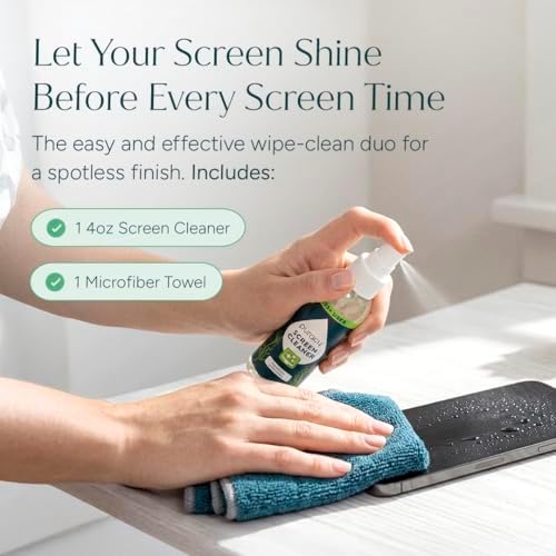 Puracy Screen Cleaner with Microfiber Cloth – All Purpose Phone, Laptop, Computer, TV Screen Cleaner for Smart TV, Streak-Free and Fingerprint-Free (4 oz, Free & Clear) - Image 2