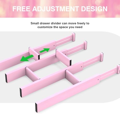 ANTOWIN Expandable Bamboo Drawer Dividers Organizers, Drawer Separators Splitter, 17-22 inches Long Adjustable Spring-loaded Organizer for Large Utensil, Clothes, Tools(Pink) - Image 7