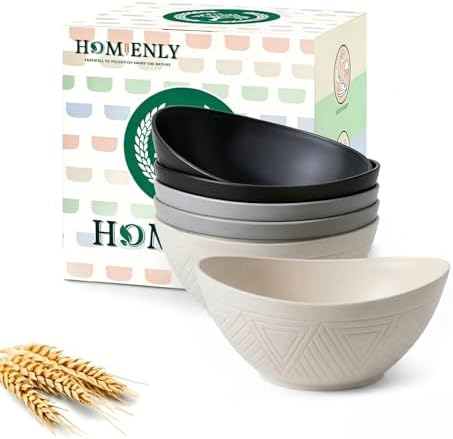 Homienly Unbreakable Snack Bowls,Wheat Straw Small Bowls,10 OZ Plastic Bowls Alaternative for Soup,Chip,Cereal,Microwave & Dishwasher Safe Bowls for Kithcen,Camping,Picnic(6PCS,Grey Stone) by HOMIENLY