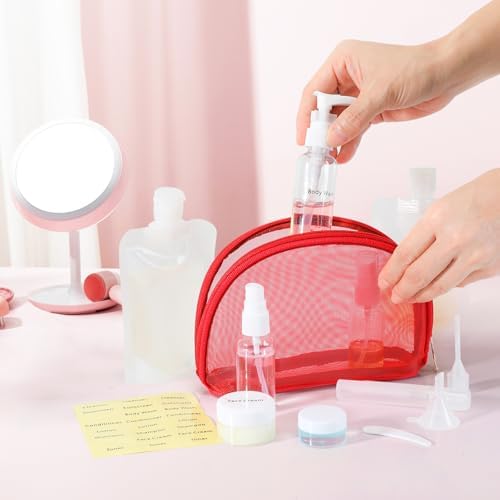 9-Pack Travel Bottles Set, Leak-Proof Refillable Containers with Clear Zipper Bag for Toiletries, Skincare, Shampoo, Lotion TSA Approved Mini Makeup Cosmetic Organizer Pouchfor Women Travel Essentials - Image 6