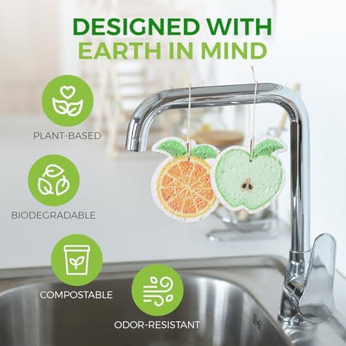 AIRNEX Compressed Cellulose Sponges - 12 Pack Fruit Shaped Natural Pop Up Dish Sponge for Kitchen - Compostable, Plant-Based, Non Scratch Cleaning Sponges Bulk for Dishes & Household Cleaning - Image 5