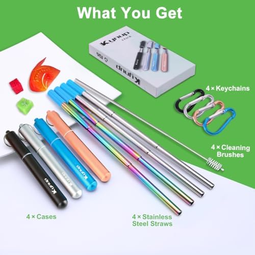 Kynup Reusable Collapsible Metal Straws, Cruise Ship Essentials (4Pack) - Image 4