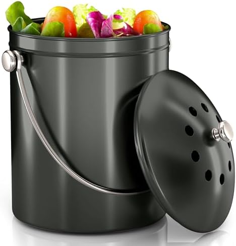 Utopia Kitchen Countertop Compost Bin 1.3 Gallon, Stainless Steel, Grey by UTOPIAKITCHEN