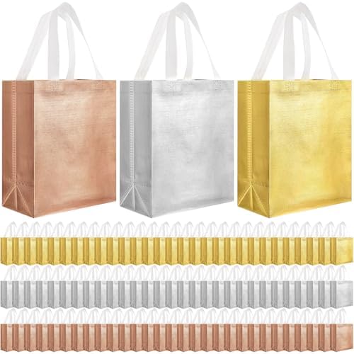 Eccliy 80 Pcs Reusable Gift Bags, Medium, Gold,Silver,Rose Gold by Eccliy