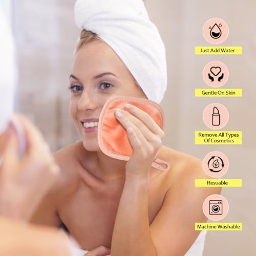 HOMEXCEL Makeup Remover Cloth 12 Pack Reusable Makeup Remover Pads Washable - Image 5
