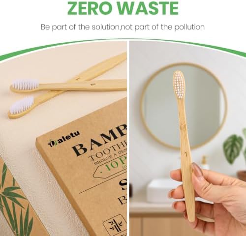 Daletu Bamboo Toothbrush Soft Bristle10-Pack, Biodegradable BPA Free Natural Toothbrush, Eco-Friendly, Wooden Organic Non-Plastic Travel Toothbrushes for Adults - Image 4