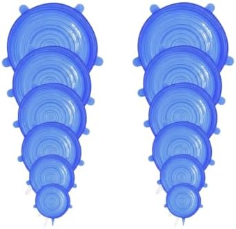 Silicone Stretch Lids, 6-Piece Reusable Bowl Covers (12, Blue) by Unknown