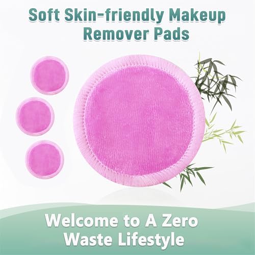 wegreeco 40 Pack Reusable Makeup Remover Pads, Washable Reusable Cotton Rounds Pads for Face, Makeup Remover Cloths for All Skin - (Rose Pink) - Image 5