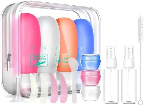 17 Pack Travel Bottles, TSA Carry On Containers, 3oz Leak Proof Travel Accessories Toiletries,Travel Shampoo And Conditioner Bottles, Travel Essentials, Squeezable Silicone Lotion Liquids Tubes by Teapile