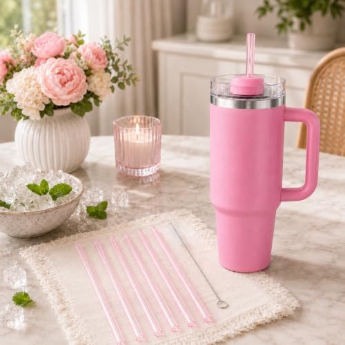 Replacement Straws Compatible with 30 oz Stanley Quencher Tumbler, 10.5 Inch Reusable Straws, Drinking Cup Accessories,Pink-6 Pack - Image 5