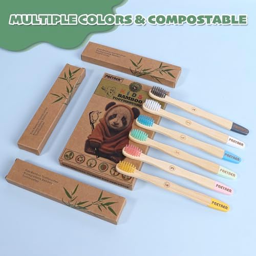 6 Pack Bamboo Kids Toothbrushes - Extra Soft Toothbrush for Kids - Natural Toothbrush Set Designed for Children Ages 3 and Up (Multicolor) - Image 6
