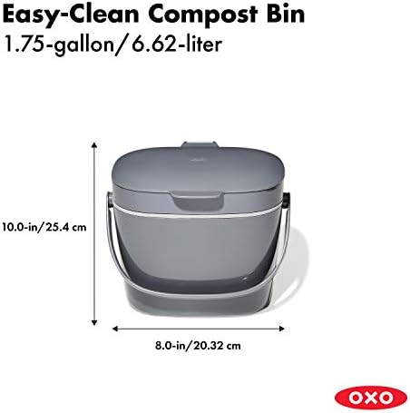 OXO Good Grips Easy-Clean Compost BIN - Charcoal - 1.75 GAL/6.62 L, Plastic, 8.3" L x 10.15" W x 12" H (Pack of 4) - Image 2