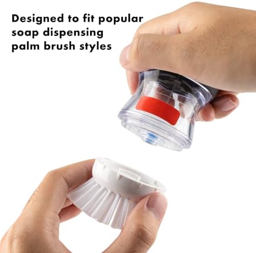OYV Soap Dispensing Palm Brush Refills, 4-Pack Replacement Heads, White - Image 5
