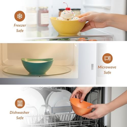 Homienly Wheat Straw Bowls 10 OZ Small Serving Bowls Unbreakable Dessert Bowls for Kitchen, Camping, RV, Party, Unbreakable Mini Oval Bowls for Ice Cream Microwave and Dishwasher Safe (6 PCS Multi) - Image 6