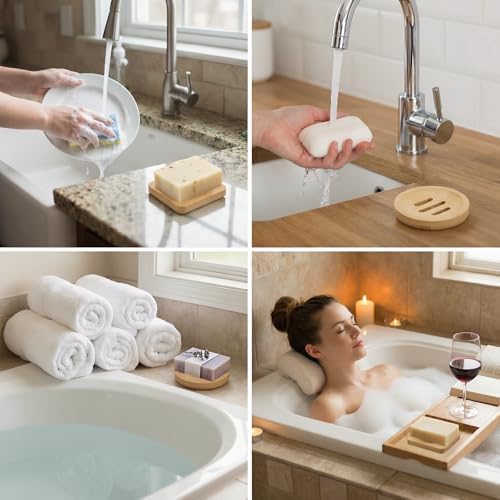 2 Pcs Wooden Soaps Saver for Shower Natural Bamboo Soap Dish - Image 5