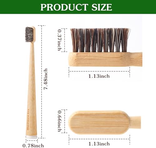 Horse Hair Toothbrush, All Natural Bamboo Toothbrush 4 Pack - Image 6