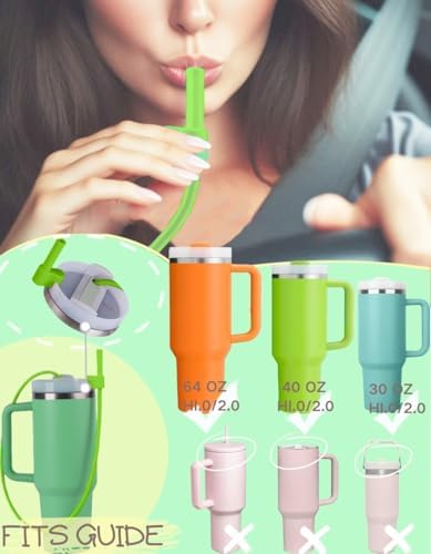 Extendable Long Straws for Stanley Cup, 2 Pack 35" Reusable Silicone Straws- CPC Certified, Fits 40 oz Tumbler And Large Water Bottle, Soft & Flexible Straw Accessories Gift Idea - Image 3