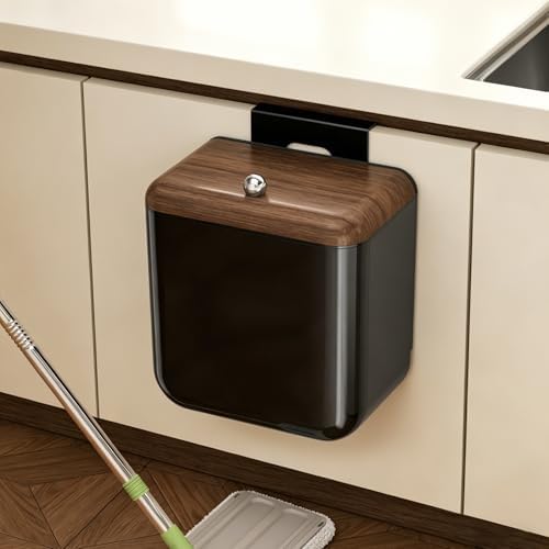 Large 3.2 Gallon Compost Bin, Under Sink Trash Can with Lid, Hanging Waste Cabinet for Office Kitchen Cupboard Bathroom Bedroom, Black - Image 4