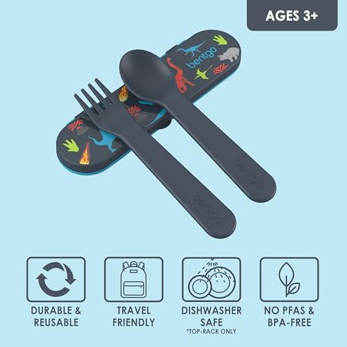 Bentgo Kids Plastic Utensil Set with Fork, Spoon, & Storage Case - Image 3