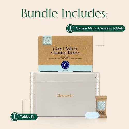 CLEANOMIC Glass and Mirror Cleaning Tablets and Tablet Tin Bundle - Image 6