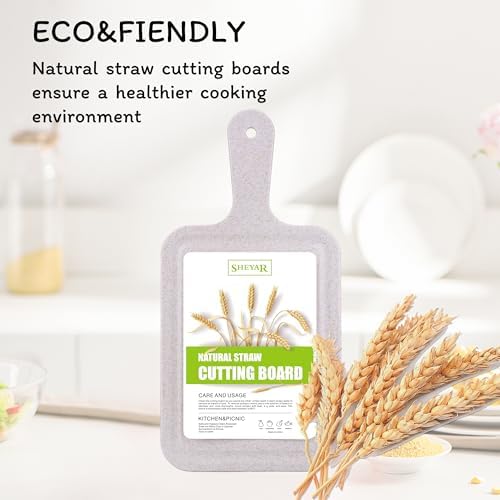 Cutting Board for Kitchen, Wheat Straw Fiber Cutting Board, Dish Washer Safe, w/Juice Grooves for Meat, Veggies,Easy Grip Handle, Non-slip Surface,Eco-friendly,Serveware Accessories(13.2‘x6.6‘) - Image 4