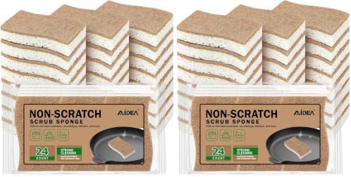 AIDEA Sponges Non Scratch, 24Count, Natural Sponge for Non Stick Cookware (Pack of 2) by AIDEAHOME