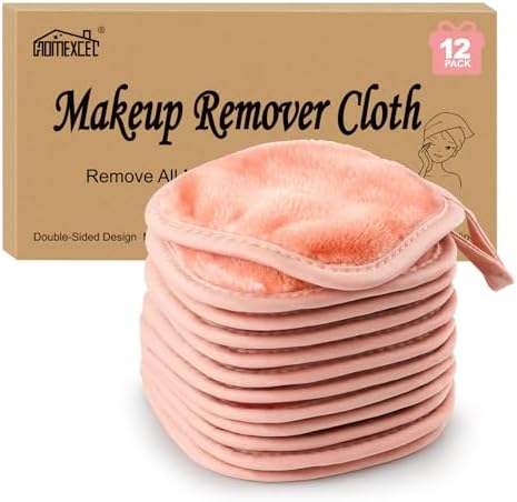 HOMEXCEL Makeup Remover Cloth 12 Pack Reusable Makeup Remover Pads Washable by HOMEXCEL