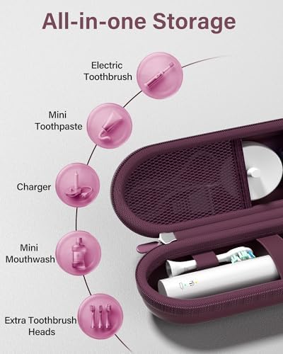 ProCase Toothbrush Travel Case for Oral-B/Oral-B Pro 1000 1500 5000 7000 7500 6000 9600/Philips Sonicare 4100 5100 1100 6100 5300 Oral-B iO Electric Toothbrush Portable Hard Container -Plum - Image 5