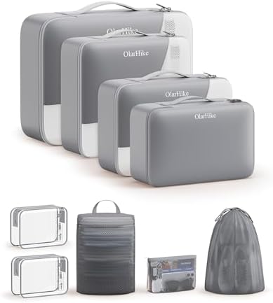 OlarHike 9 Set Packing Cubes for Travel,Gifts for Women Mom,Anti-Tearing Suitcase Organizer,with Over 1000 pcs Mesh Holes,Vacation Essentials & Accessories for Cruise Ship by OlarHike