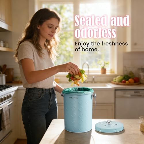 AOSION Countertop Compost Bin Kitchen,Odorless Indoor Compost Bin with Lid - Image 4