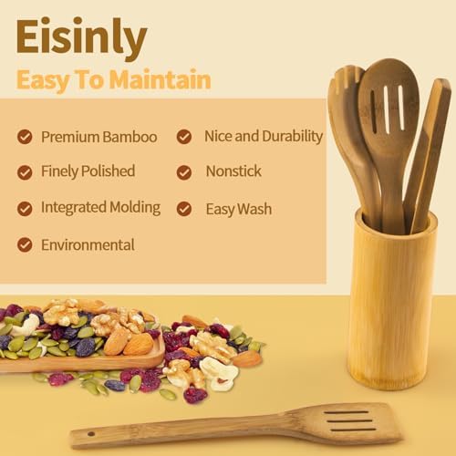 Eisinly 7-Piece Wooden Cooking Spoons,Durable Carbonized Bamboo Utensil Set - Image 4