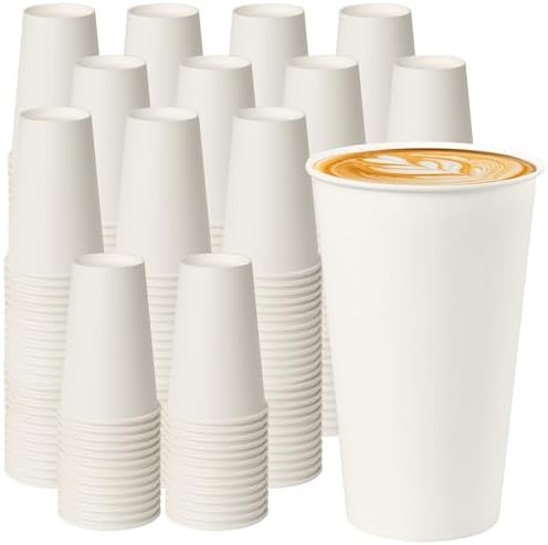 YEEHAW 16 oz 500 Pack White Disposable Paper Coffee Cups by YEEHAW