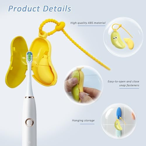 Banana-Shaped Toothbrush Protector Cover 2 Pack (Green & Yellow), with Toothpaste Dispenser, 2-in-1 Clip on Toothbrush Travel Case for Home Travel and Camping - Image 4