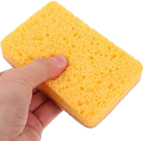 Uonlytech Natural Sisal Scrub Cloth 6pcs 2.0cm Thick Cellulose Cotton Dish Sponges Multi-Function Kitchen Cleaning Supplies for Wok and Dishwashing - Image 4