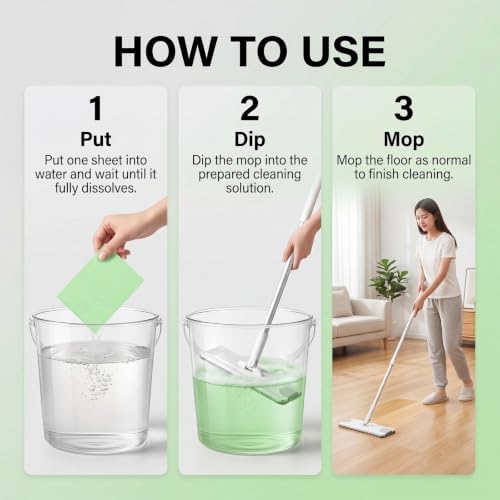 Wood Cleaner Tablets for Mopping, Multi-Effect Floor Cleaner Tablets for Mopping, Multiple Effect The FloorClean Laminate Tile, Multi-Surface Hard Floor Cleaner for Tile Vinyl Laminate Stone. (6PCS) - Image 7